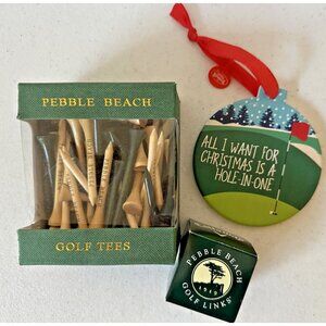 Pebble Beach box of tees golf ball NEW Hole In One Christmas ornament gift set